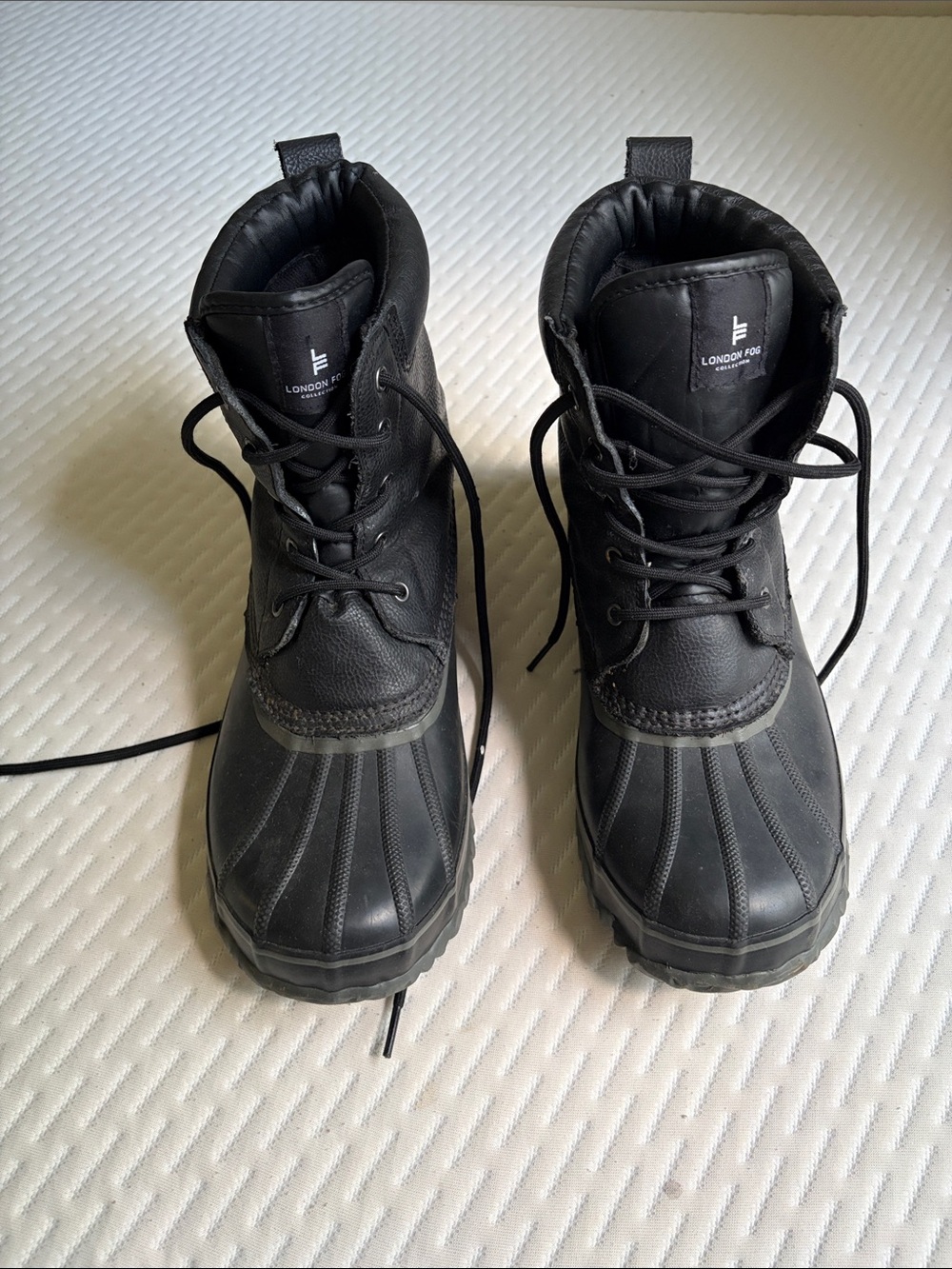 London Fog Men’s Black Lace-Up Waterproof Winter Boots